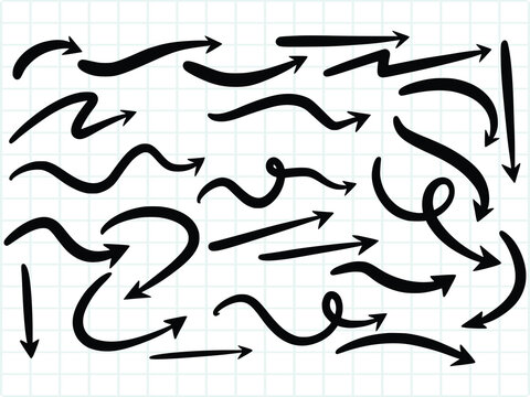 Abstract unique hand draw arrow directions set illustration