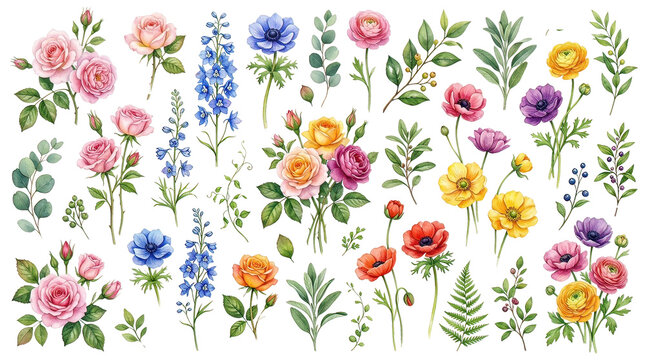 Colorful Wildflowers Arrangement With Bright Flowers and Greenery