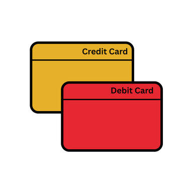 Credit and debit card set isolated on transparent background, payment method vector illustration, banking finance e-commerce icon