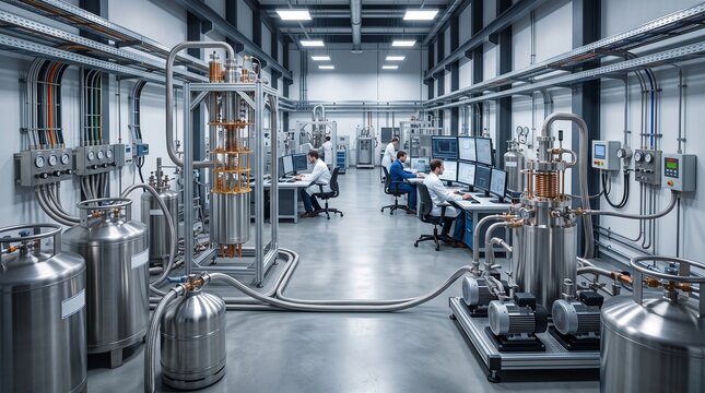 Large Cryogenic Research Facility with Helium Dewars and Vacuum Pumping Systems