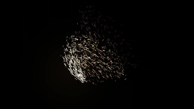 Golden glitter particles exploding in slow motion sparkle explosion