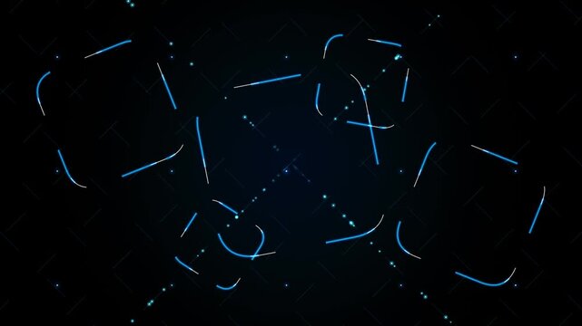 Neon electric arcs glowing in dark abstract motion