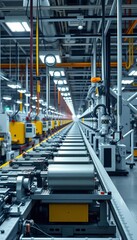 Fototapeta premium Factory assembly line with automated machinery, machinery, industry