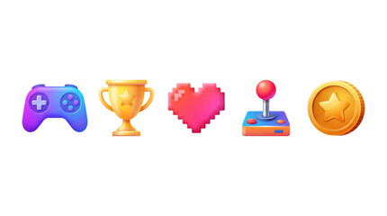 Set of colorful gaming icons and elements © Robo Green