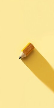 A realistic vector illustration of a yellow wooden pencil eraser casting a shadow, flat, modern