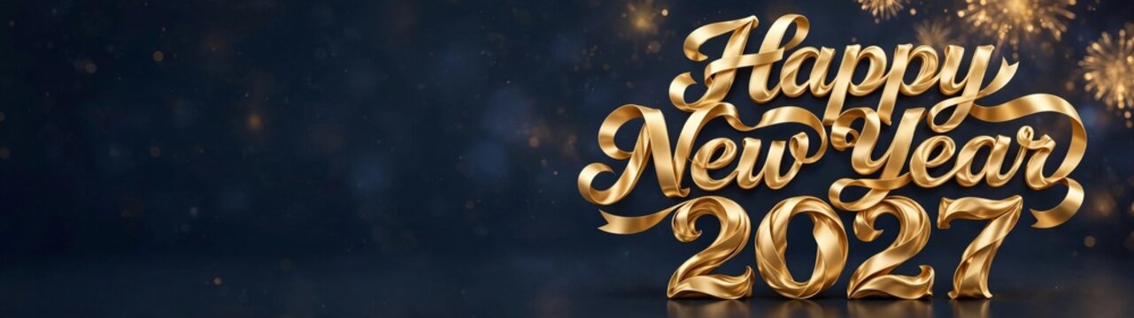 Ring in 2027 stunning golden text vibrant fireworks in festive graphic design celebration