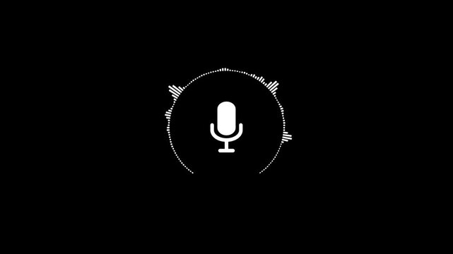 Minimalist circular audio spectrum visualizer with microphone for podcast and music branding waveform