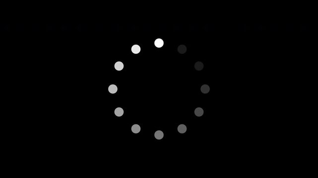 Digital Interface Circular Dot Loading Progress Animation Loop On Black