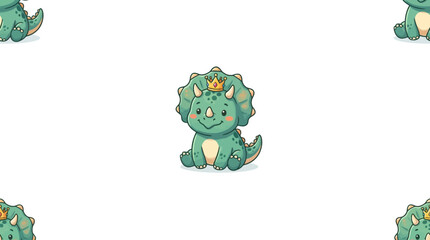 Cute baby triceratops dinosaur with crown © Brownis