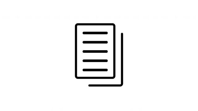 Paper Page Document Copy File Duplicate Business Icon Motion Graphic On White
