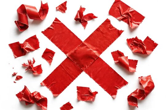Red Tape X Mark Symbol of Prohibition and Restriction.