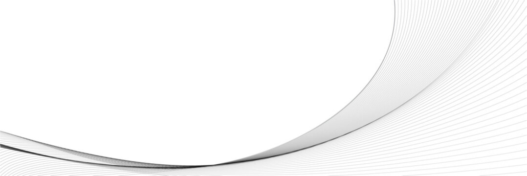 Abstract gray elegant sweeping curve wave lines vector isolated on transparent background.