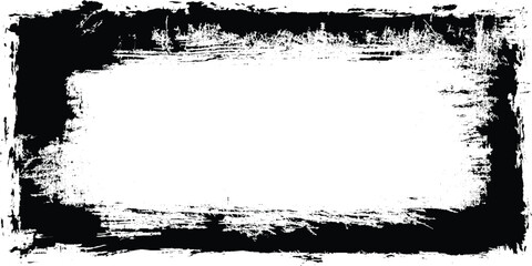 Fototapeta premium Rectangular grunge frame with distressed black ink edges and texture