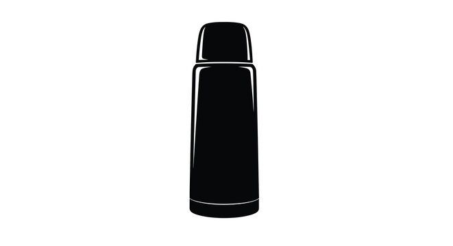 Black thermos flask silhouette against a white background silhouette