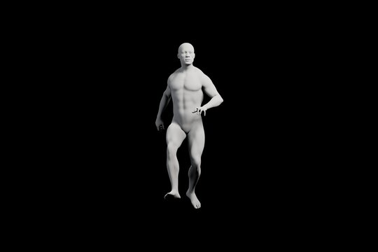 Mannequin body reference front pose black background