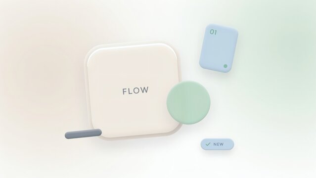 Abstract 3d neomorphic user interface elements with soft pastel shapes with elements including square soft gradient background rounded buttons