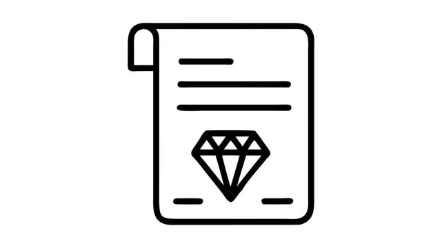 Document with a diamond symbol representing valuable information or a certificate of authenticity
