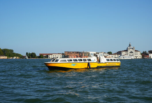 Venezia, Italy, Laguna water bus, in front of Guidecca Island