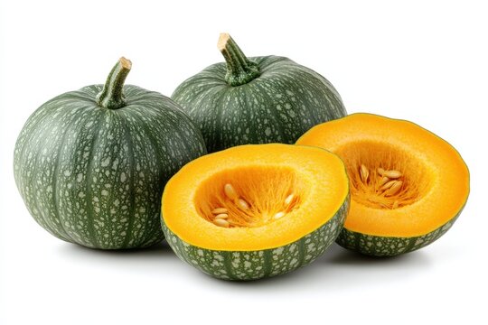 Green Pumpkins with Sliced Open Pumpkin