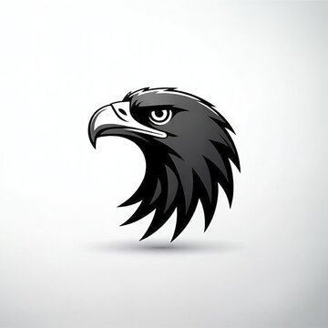 Stylized eagle head black and white mascot hawk falcon