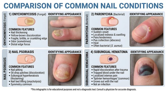Comparison Diagram of Common Nail Conditions and Diseases
