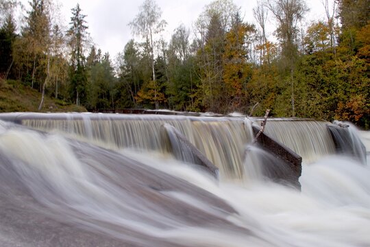 Daleelva river and waterfall at Steinsholt, Larvik, Norway