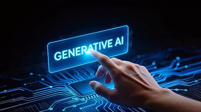 Hand interacting with GENERATIVE AI interface