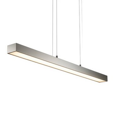 Modern rectangular ceiling light fixture hanging from chains
