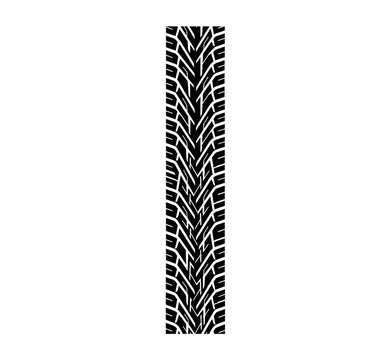 A vertical clean tire track vector illustration on white