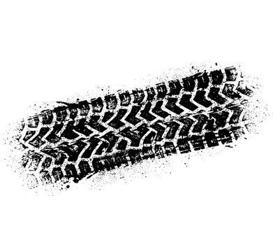 A horizontal grunge tire tread print on white background