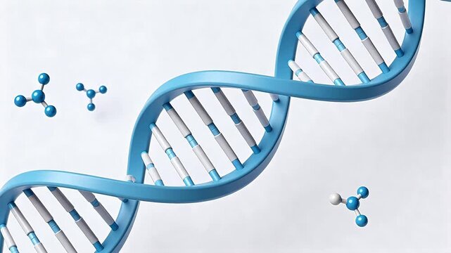 DNA double helix structure with molecules