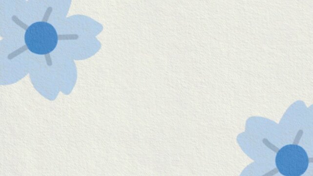 Blue flower corner background on watercolor paper with copy space