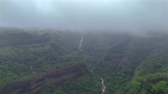 Aerial View of Lonavala Hill Roads in Monsoon Western Ghats Maharashtra India