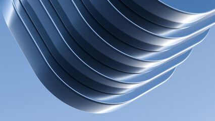 Sleek 3D abstract metallic blue curved wave background, perfect for modern tech presentations, corporate banners, posters, and digital wallpaper designs © ilham