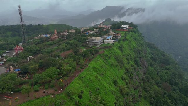Aerial View of Lonavala Hill Roads in Monsoon Western Ghats Maharashtra India