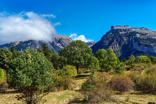 Hiking the Majada de Gabardito trail at Canfranc in Huesca, Spain. Close to the border with France.