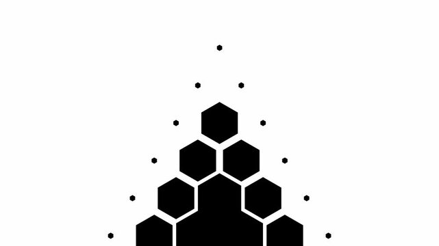 Minimalist black and white hexagon luma matte transition effect. Dynamic geometric honeycomb pattern wipe reveal for video editing, technology reels, and motion design.