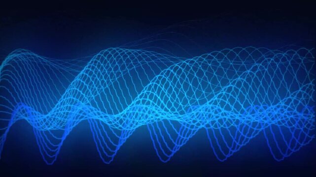 Abstract Blue Digital Sound Wave and Frequency Spectrum Background for Technology and Science