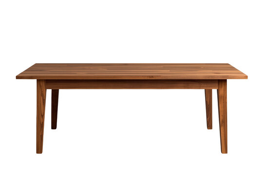 Simple rectangular wooden table viewed from front