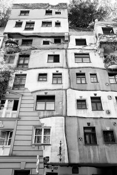 Hundertwasser Haus on September 6, 2011 in Vienna. The iconic building was finished in 1985 and is one of finest examples of expressionist architecture.