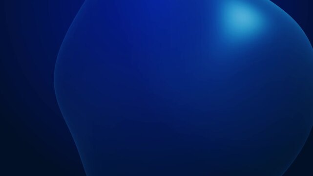 Abstract 3D blue liquid sphere morphing on a dark gradient background with smooth glossy surface and soft lighting effect