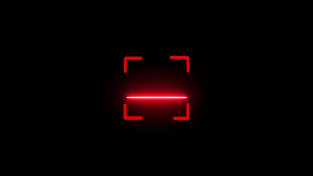Scan barcode scanner QR code Neon shine icon animation isolated on black background motion animation.