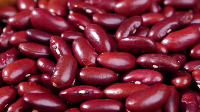 Dried red beans in a wooden bowl	