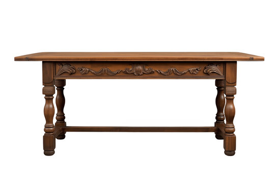 Ornate dark wooden table with carved apron
