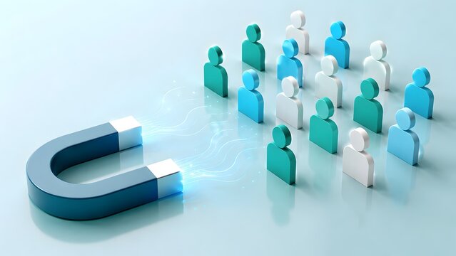 Digital Customer Acquisition And Lead Generation With Glowing Magnet
