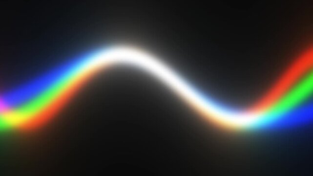 Abstract Spectral Light Wave Prism Dispersion with Glowing Rainbow Neon Beam on Dark Background