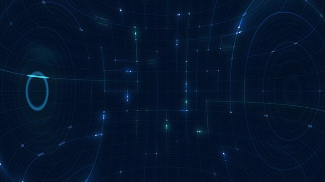 Abstract futuristic blue digital network background with glowing data lines and light particles for technology concepts