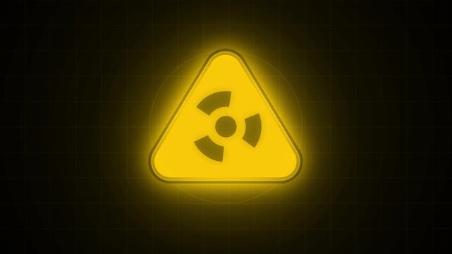 Glowing Radioactive Hazard Symbol Warning on Dark Background