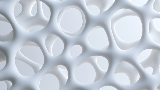 White Organic Cellular Lattice Abstract 3D Background