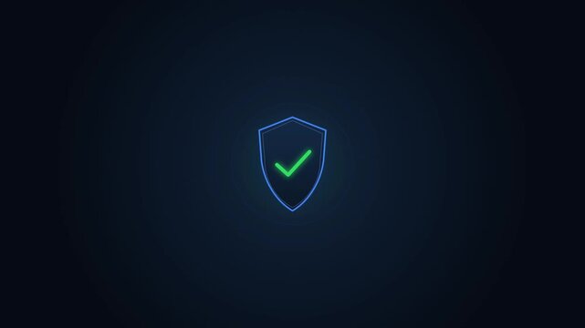 Embrace the concept of unwavering digital security with this illuminated shield and checkmark icon, signifying protection, verification, and online safety